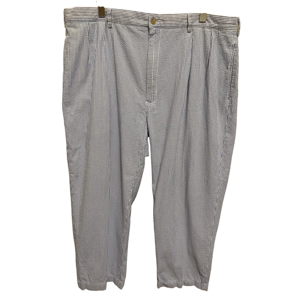 Vintage Polo Ralph Lauren Hammond Blue White Seersucker Pants Pleated 42x30